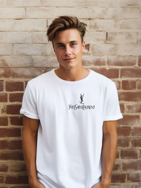 Футболка Yves Saint Laurent, размер 48, цвет белый, 95% хлопка, 5% ...
