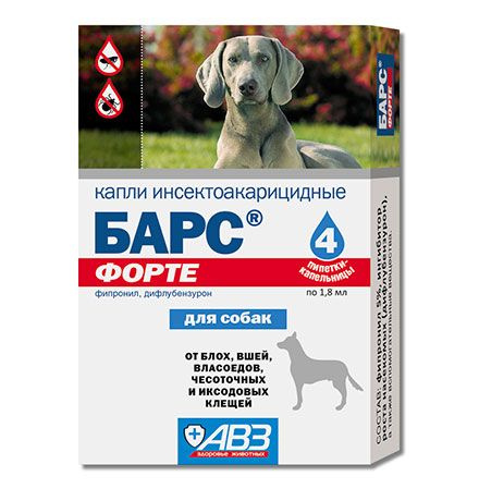 АгроВетЗащита Барс Форте / Капли Инсектоакарицидные для собак от блох ...