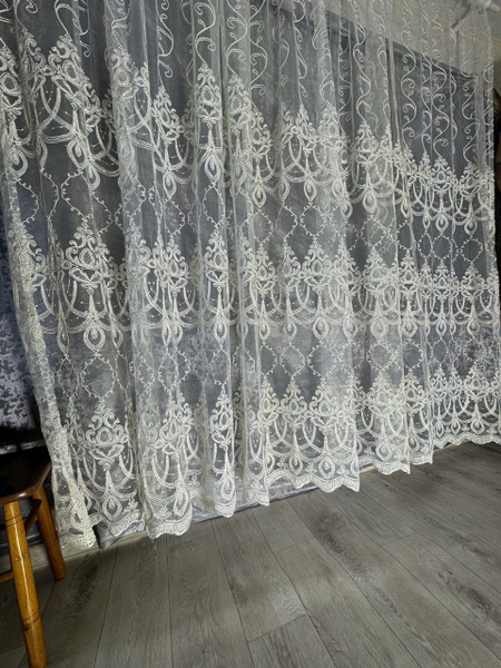 AishDecor Тюль высота 280 см, ширина 500 см, крепление - Лента, шампань ...
