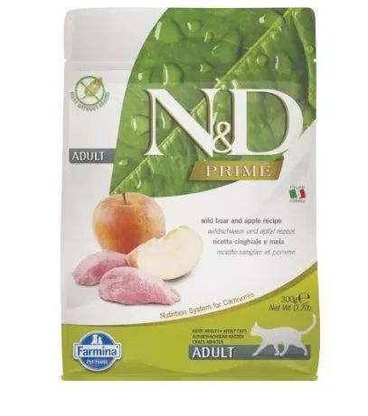 Farmina N&D PRIME сухой корм для кошек, с кабаном и яблоком, 300 грамм ...