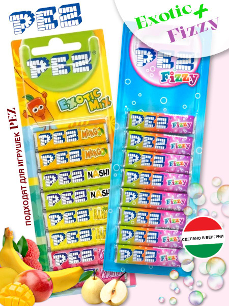 PEZ Конфеты Тропические и Фиси (набор из 2уп). Срок годности см. на уп ...