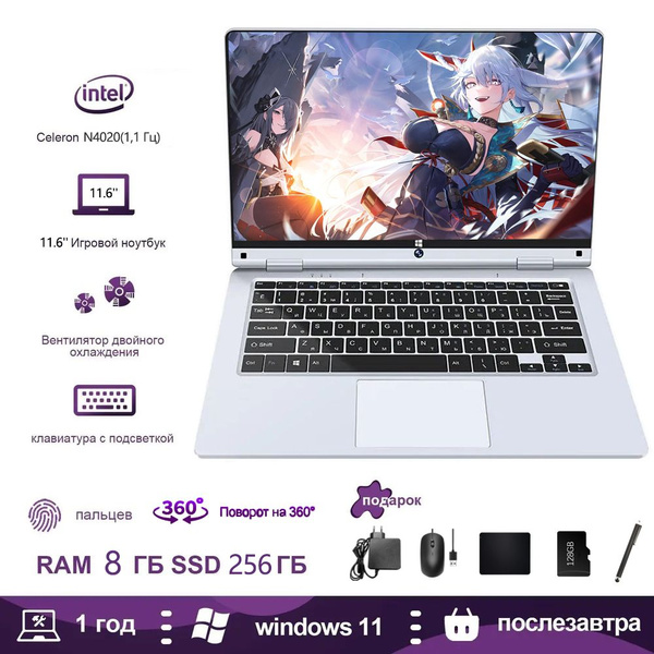 Характеристики Ноутбук 11.6",Windows 11, RAM 8 ГБ,256 ГБ SSD, Intel ...