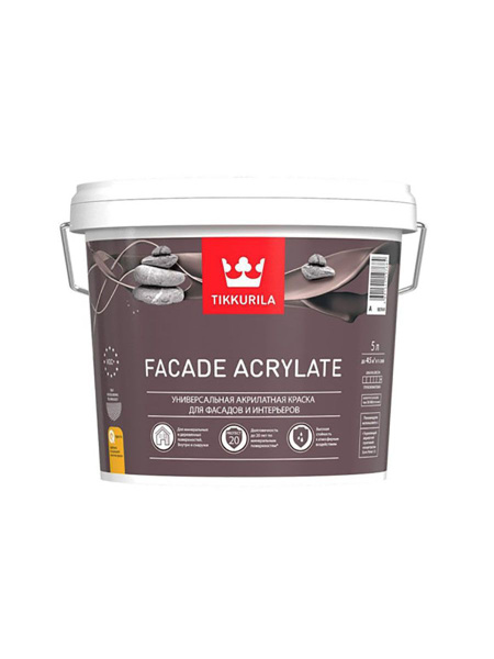 Характеристики TIKKURILA FACADE ACRYLATE краска акрилатная ...
