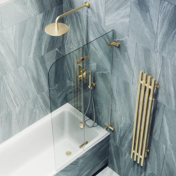 Шторка для ванной стеклянная 140/51 см MaybahGlass, 6 мм, складная (2С ...