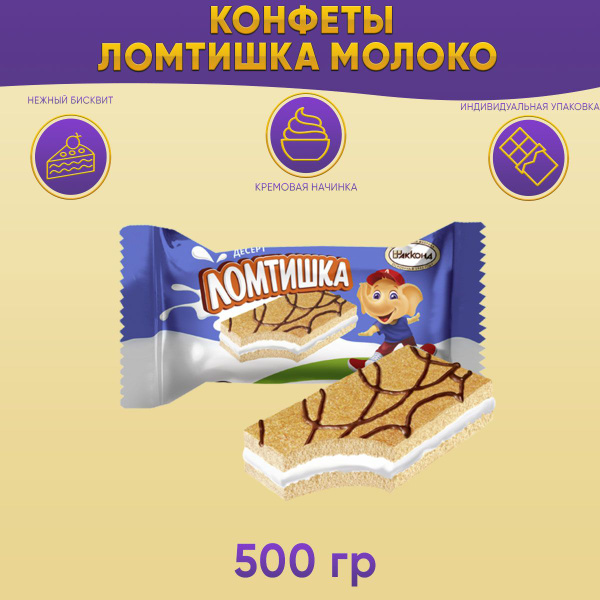 Конфеты Акконд Ломтишка молоко десерт неглазированный, 500 грамм ...