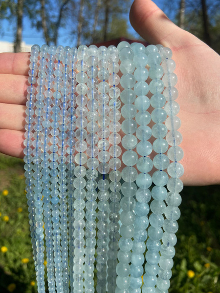 Аквамарин 4 мм, бусины на нитке (около 92 шт) - купить с доставкой по ...
