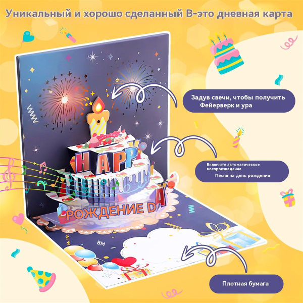 Открытка в подарок на день рождения , happy birthday / Подарок 3d ...