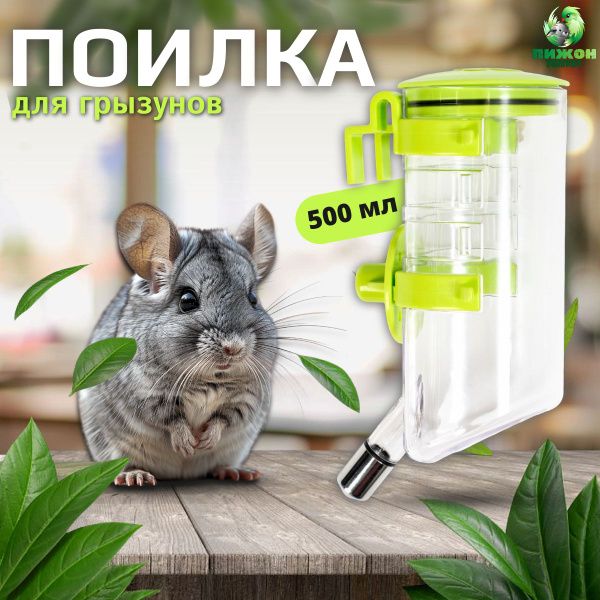 Поилка для грызунов внешняя для клетки, 500 мл, зеленая - купить с ...