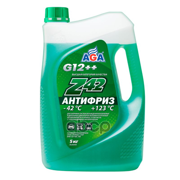 Антифриз AGA Aga Z-42 G12++ Готовый -42C Зеленый 5 Кг Aga049z купить по ...