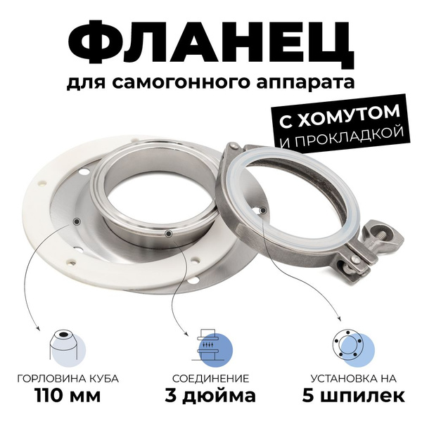 Фланец под кламп 3 дюйма с хомутом и прокладкой - купить с доставкой по ...