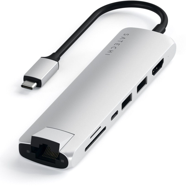 Многопортовый концентратор Satechi Type-C, 4K Ethernet, тонкий ...