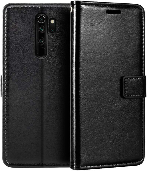 Кожаный флип-кейс для Xiaomi Redmi 9 (Сяоми Редми 9, Ксиаоми),черный ...