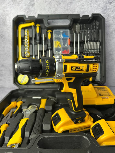 Шуруповерт аккумуляторный DeWalt с набором инструментов 18В 42 Нм ...