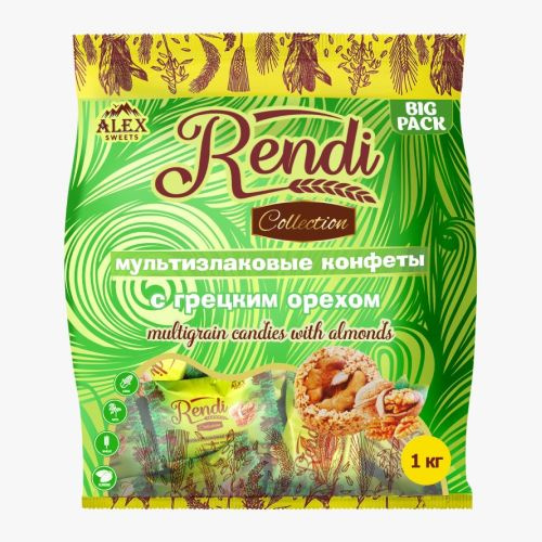 Мультизлаковые конфеты Rendi Collection с дроблёным грецким орехом, 1 ...