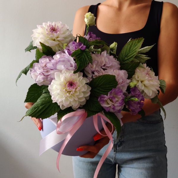 Малина, Георгин, Гортензия, Эустома, цвет фиолетовый, 9 шт купить по ...