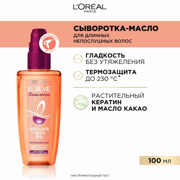 Характеристики L'Oreal Paris Elseve Несмываемая Сыворотка Гладкость ...