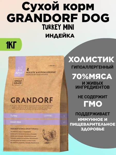 GRANDORF DOG Turkey MINI индейка мини породы 1 кг - купить с доставкой ...