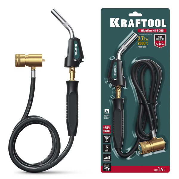 Газовая горелка KRAFTOOL со шлангом 1.4м с пьезоподжигом на баллон ...