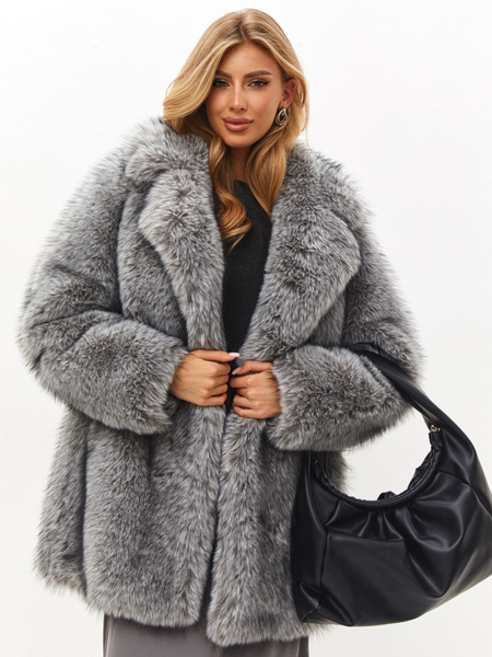 Шуба искусственная SEYFRIED BRAND, Зима, размер 42, цвет графит, Мех ...