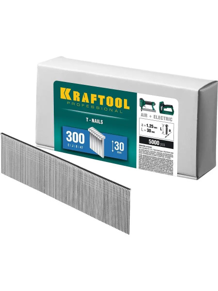 KRAFTOOL 30 мм гвозди для нейлера тип 300, 5000 шт 31785-30 - купить с ...