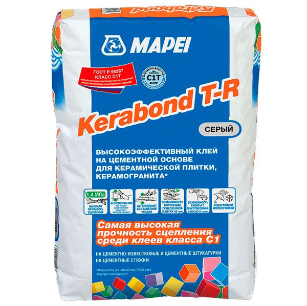Плиточный клей для укладки плитки керамической Mapei Kerabond T-R ...