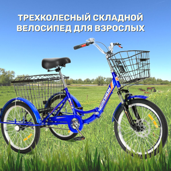 Трехколесный велосипед взрослый синий СКЛАДНОЙ РВЗ Чемпион 20 - купить ...