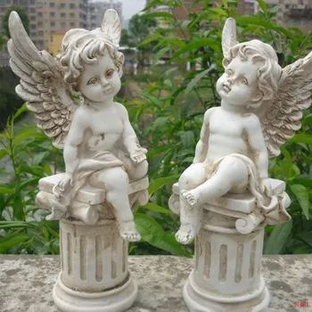 Статуэтки ангела, 2 шт., садовые фигурки, 26 см, смола купить на OZON ...