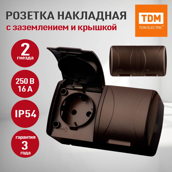 Розетка уличная влагозащищенная IP54, розетка накладная двойная с ...