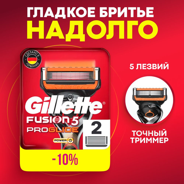 Сменные кассеты Gillette Fusion Proglide Power с 5 лезвиями для точного ...