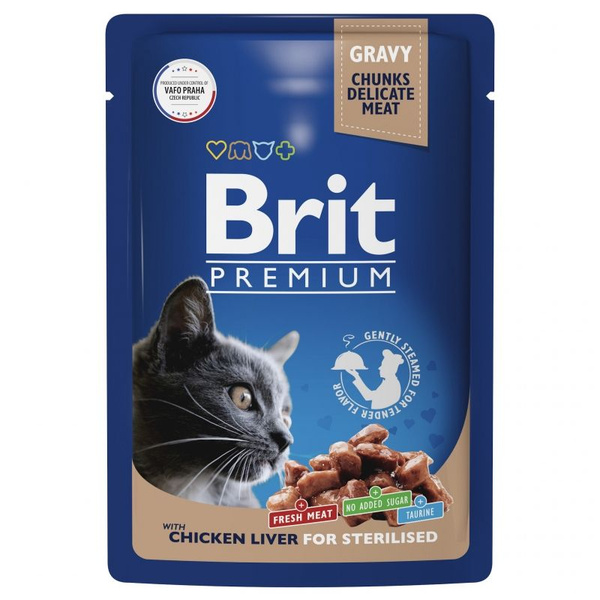Brit Premium Sterilised Cat Chicken Liver, влажный корм для ...