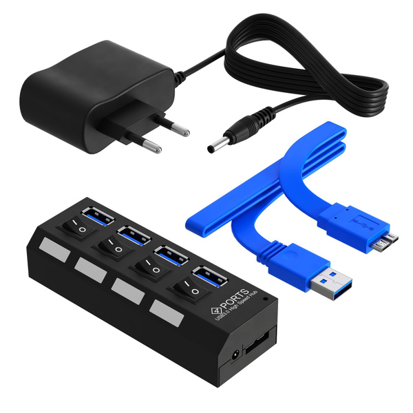 Активный USB-концентратор (Хаб) на 4 порта с дополнительным питанием ...