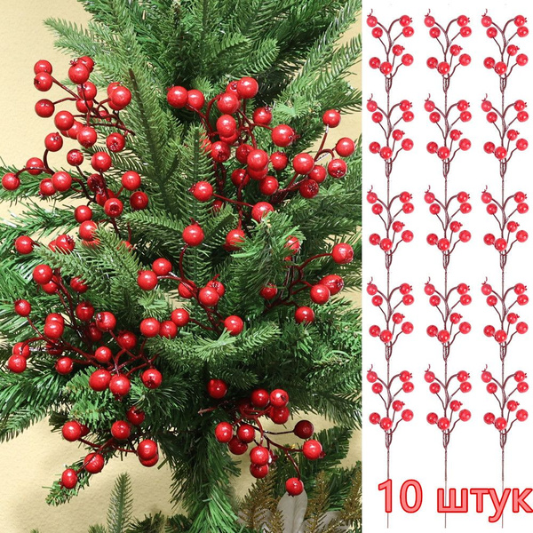Искусственные ягоды, рождественские веточки, Новый год, 10 шт. купить c ...