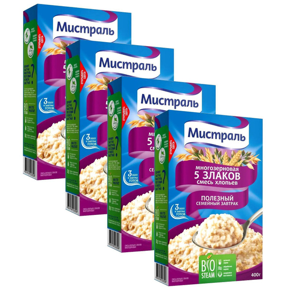 Мистраль Хлопья смесь 5 ЗЛАКОВ, 400 г*4 шт, 1,6 кг купить на OZON по ...