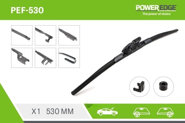 Power Edge Стеклоочиститель c графитовым покрытием мультикрепление (бескаркасный) 530mm (U-Hook)