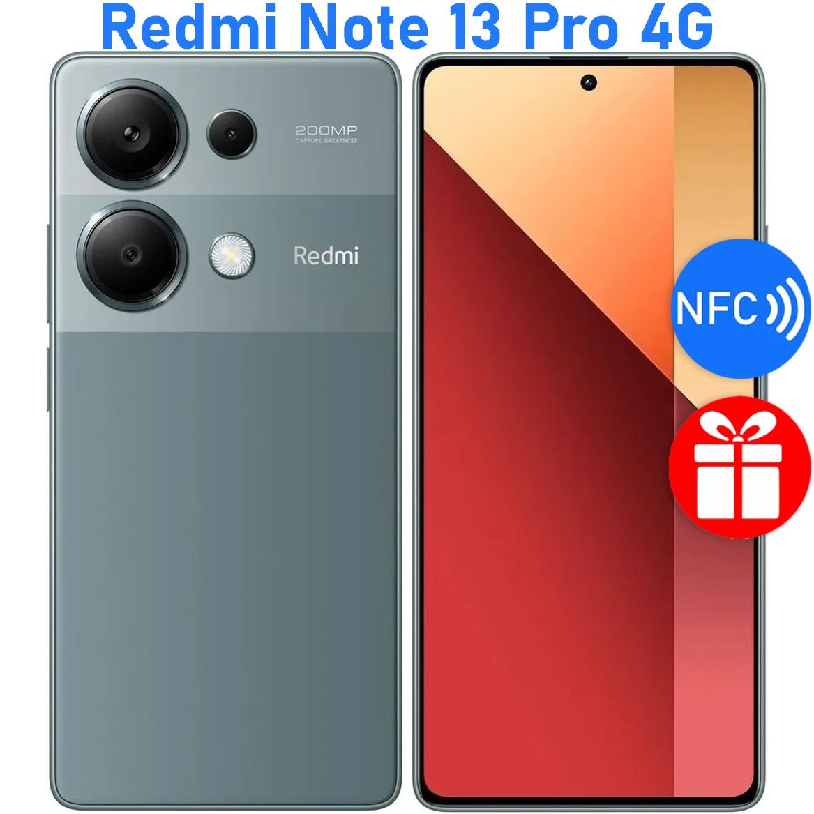 XiaomiСмартфонРОСТЕСТ(ЕВРОТЕСТ)RedmiNote13Pro4GNFC12/512ГБ,зеленый,темно-зеленый