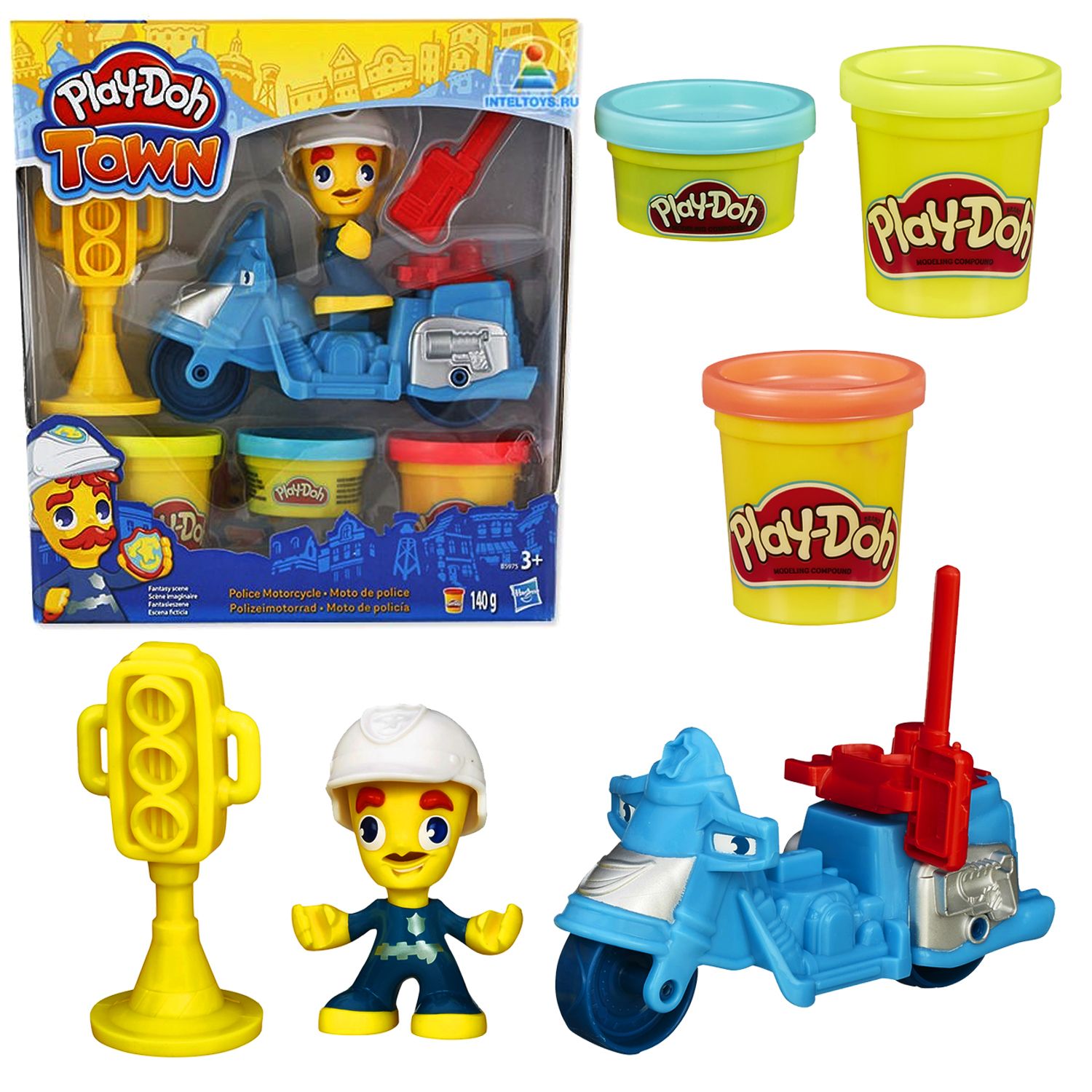 Игровой набор для лепки из пластилина Полицейский мотоцикл из серии  Play-Doh Town Hasbro