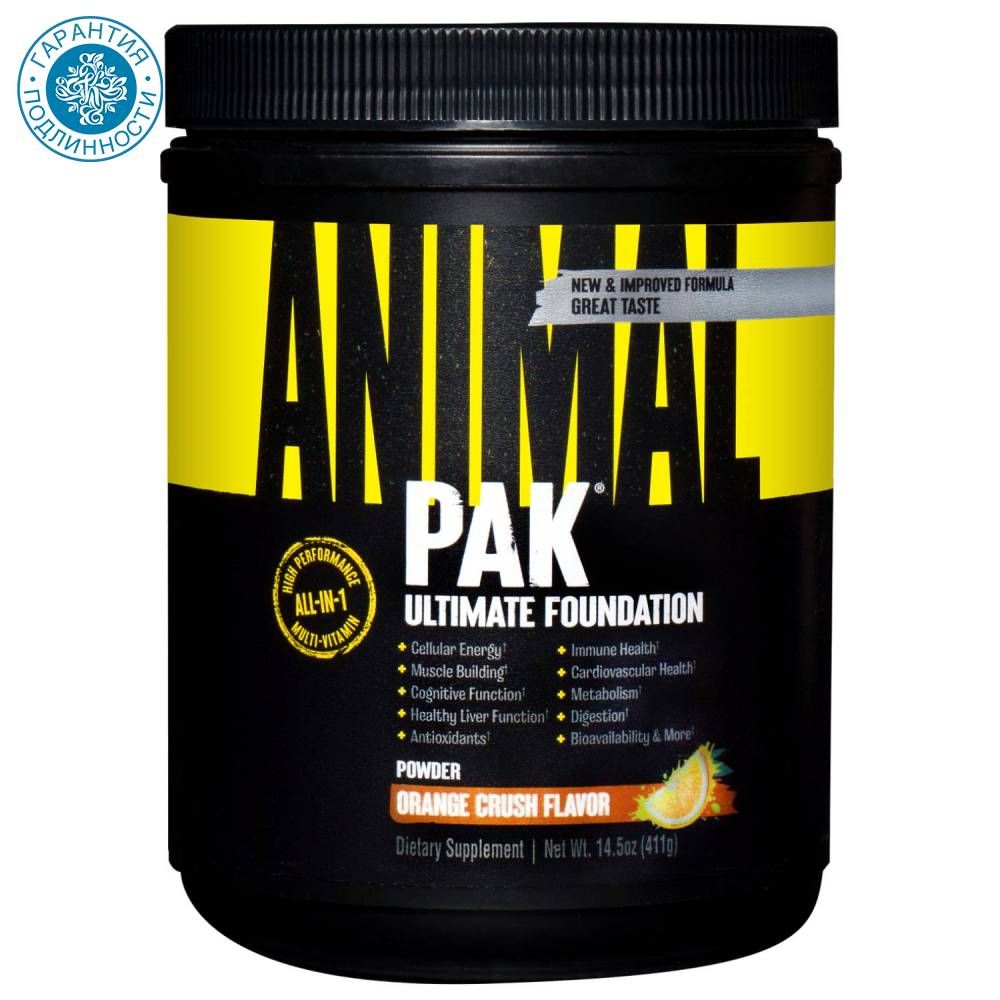 Animal Комплекс витаминов и минералов со вкусом апельсина Universal  Nutrition Pak Powder, 411 г