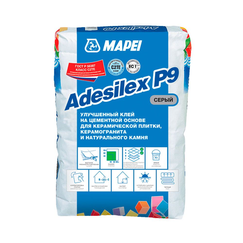 Клей для плитки Mapei Adesilex P9 серый 25кг 006125