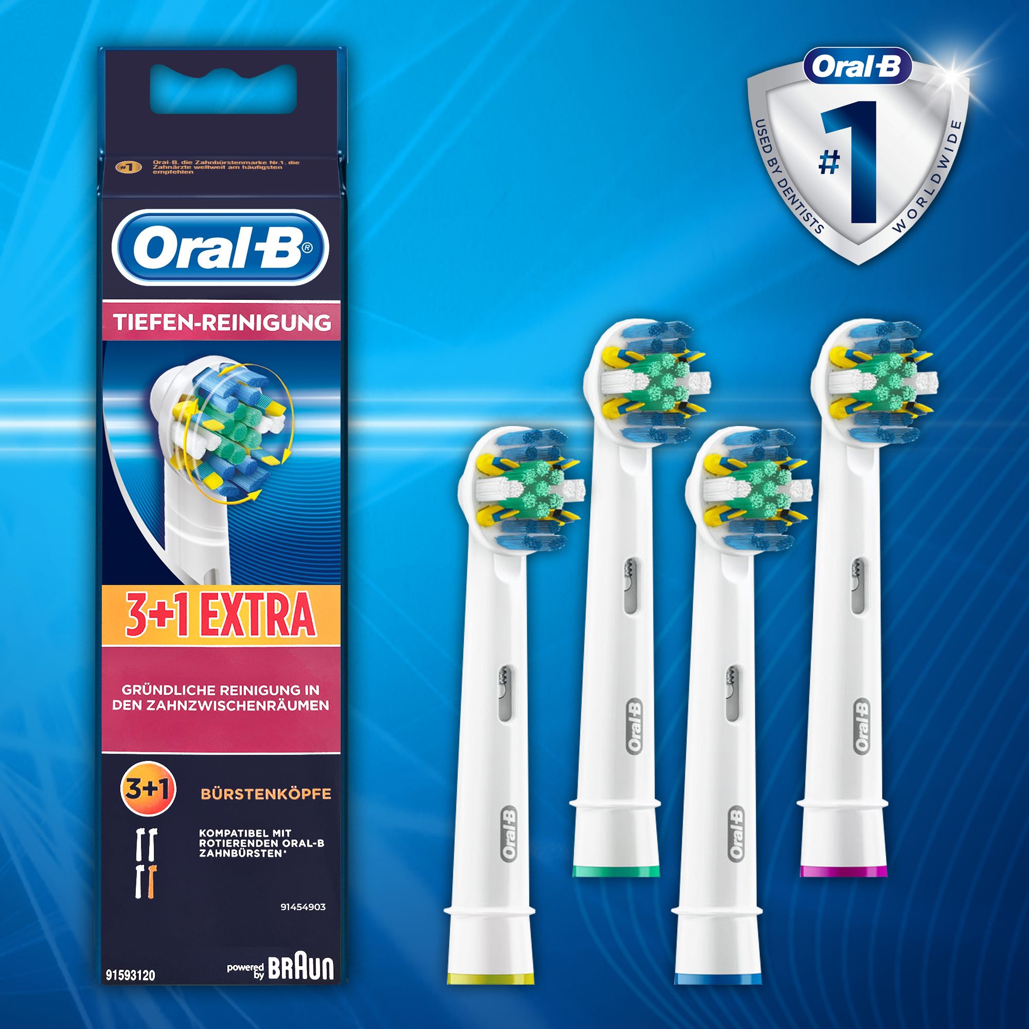 Насадки для электрических зубных щеток Oral-B Floss Action CleanMaximiser, 4 шт, для глубокой чистки и полировки