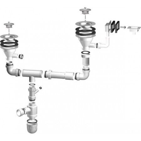 Сифон 1 1/2 MRSK5-AB для 2х раковин - купить в интернет-магазине по низкой цене 