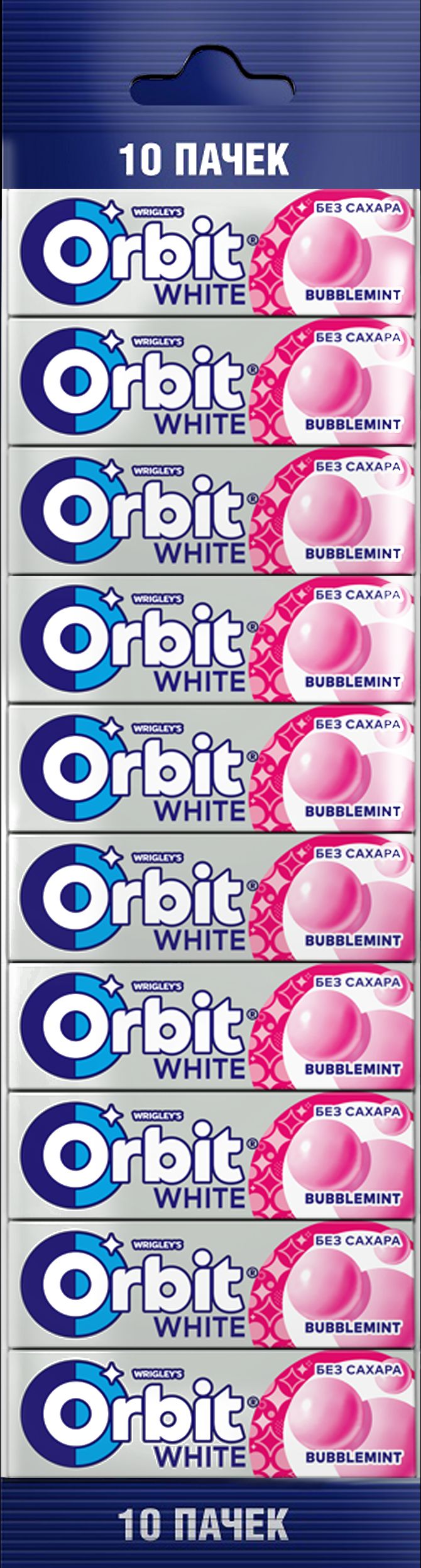 Жевательная резинка Orbit White Bubblemint, без сахара, 10 пачек по 13,6 г  - купить с доставкой по выгодным ценам в интернет-магазине OZON (137776240)