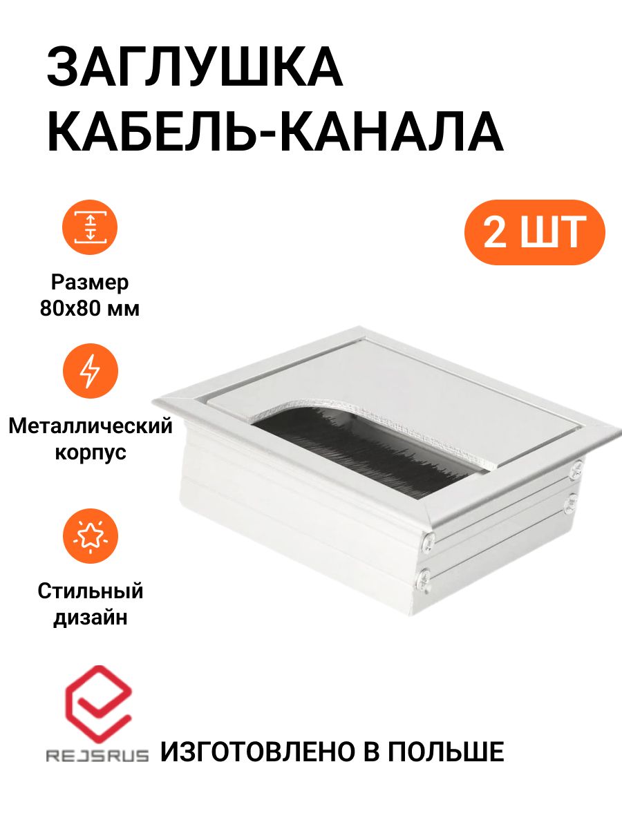 Заглушкакабель-канала,квадратная,80х80мм,металл,цветалюминий,2шт