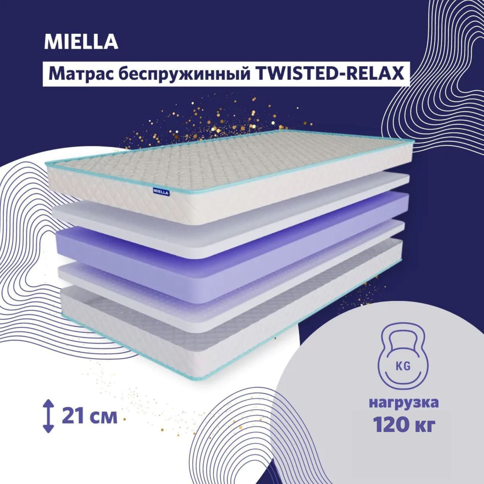 МатрасMIELLATwisted-Relax140х200,анатомический,беспружинный