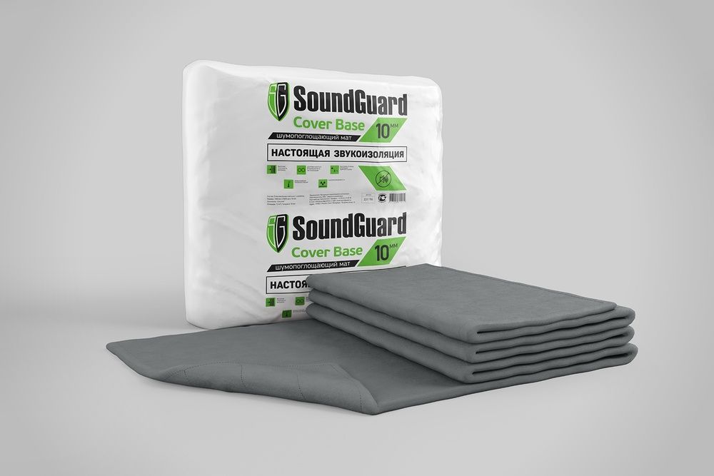 Звукоизоляционный мат SoundGuard Cover Base 5000х1500х10 мм (7,5 м2 в уп)