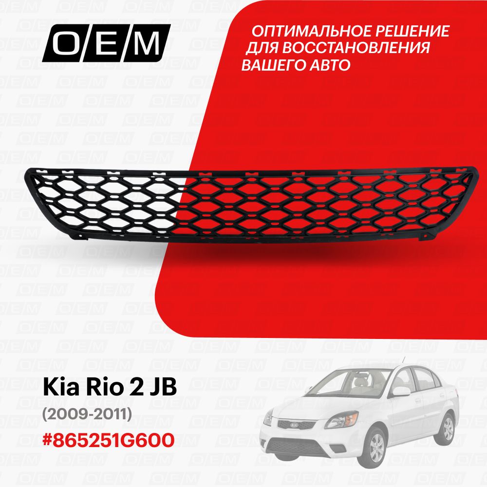 Решетка в бампер нижняя для Kia Rio 2 JB 865251G600, Киа Рио, год с 2009 по  2011, O.E.M. - O.E.M. арт. OEM3660 - купить по выгодной цене в  интернет-магазине OZON (1101428173)