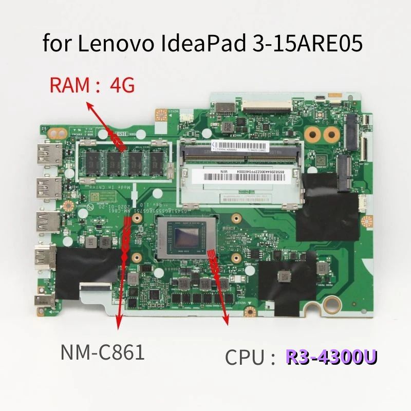 ПодходитдляматеринскихплатноутбуковLenovoIdeaPad3-15ARE05.NM-C861сR34300UAMDCPU.4GRAM