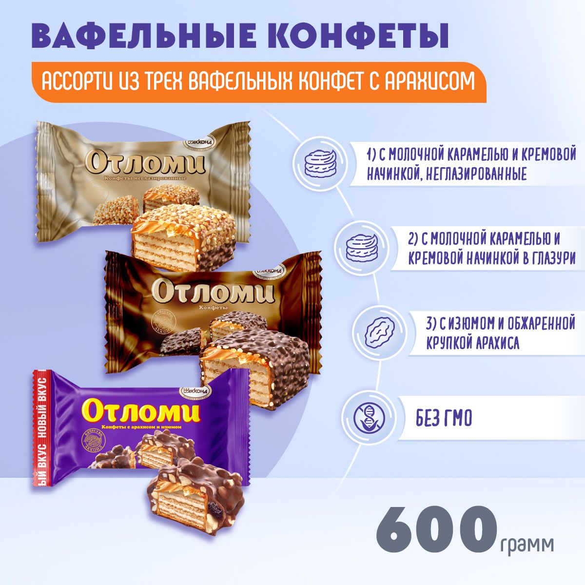 КонфетыМИКСОтломиглазированные+неглазированные+сарахисомиизюмом600граммАкконд