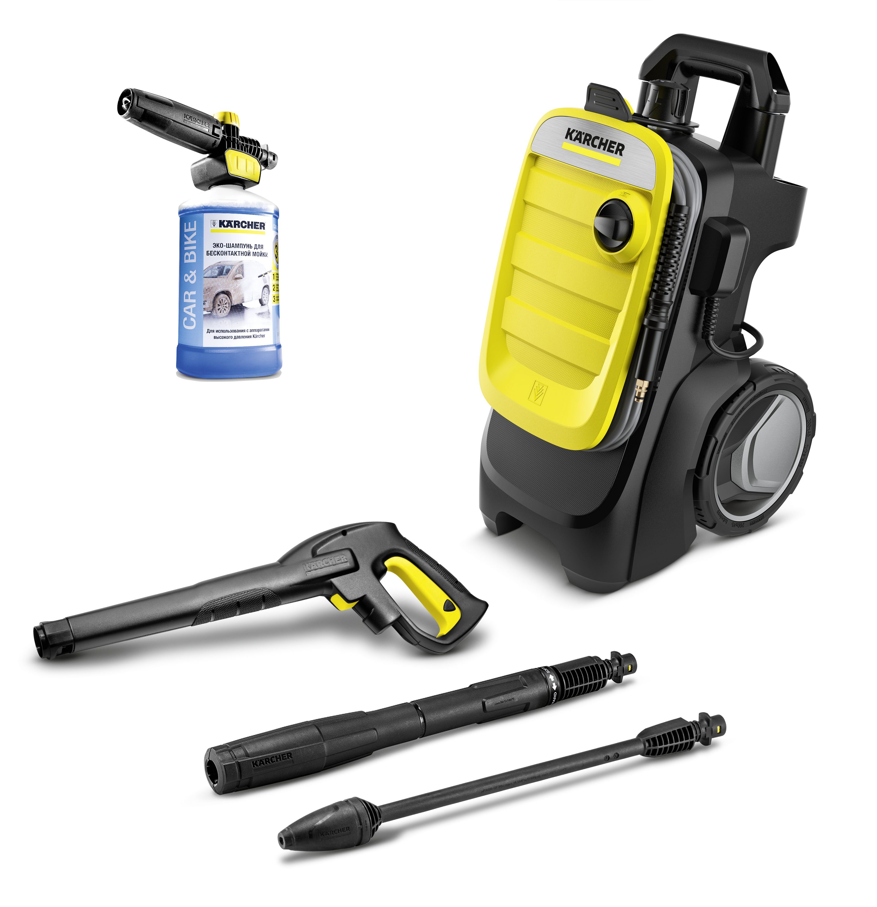 Мойка высокого давления Karcher К 7 Сompact Set 8.440-669.0 с пенной  насадкой и специальным чистящим средством, производительность 600 л/ч,  мотор с ...