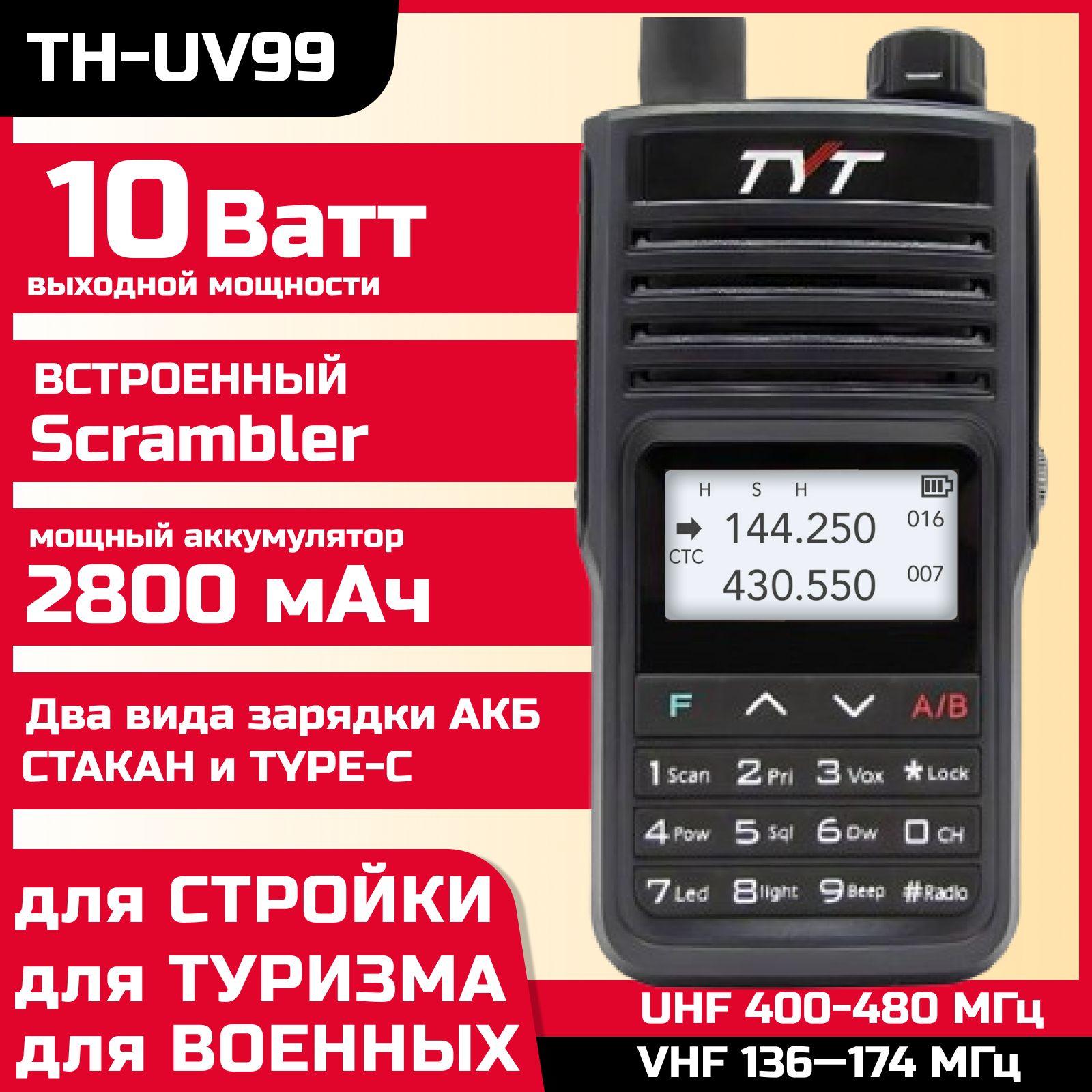 Радиостанция TYT Рация TH-UV99 10 Ватт, 200 каналов - купить по доступным  ценам в интернет-магазине OZON (1146333931)