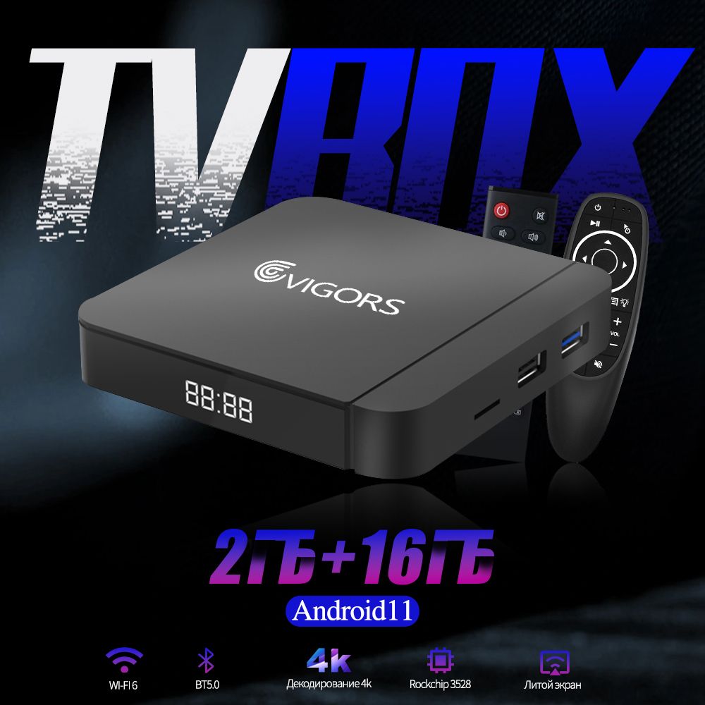 TANIXW2такойжемедиаплеер2/16ГБ+G10sPro,SmartTVWi-FiиBluetoothдляAndroidTVспультом,черный